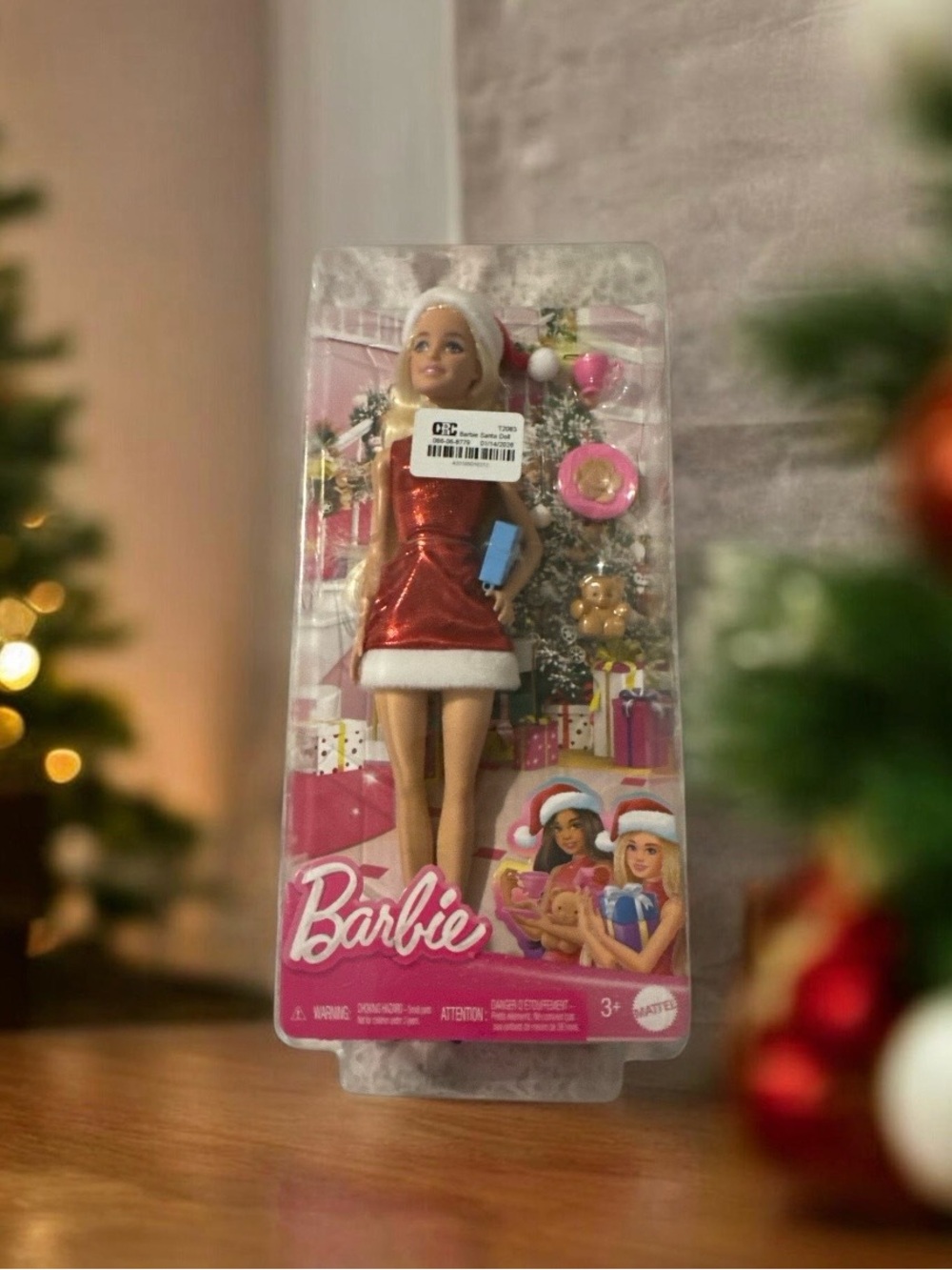 Barbie Holiday Doll in Shimmery Red Dress with White Trim